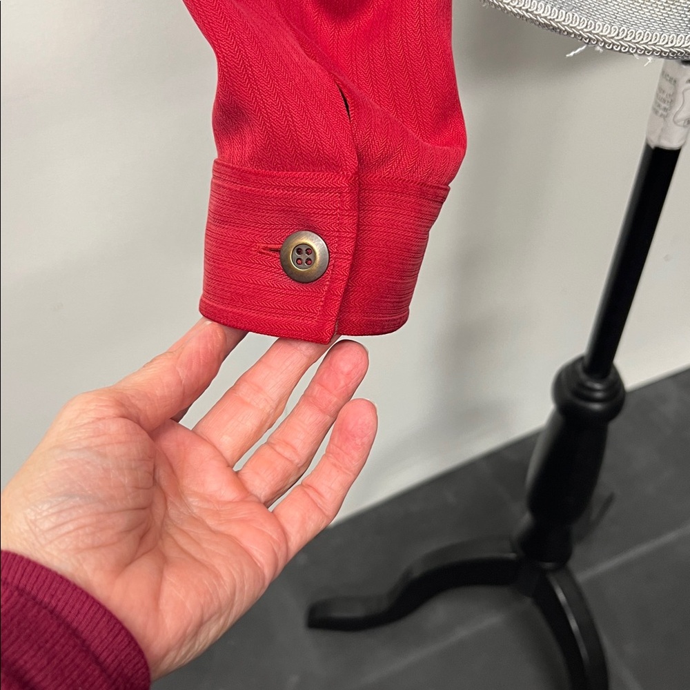Carlisle brand soft red cropped front zipper jacket. - Picture 8 of 13